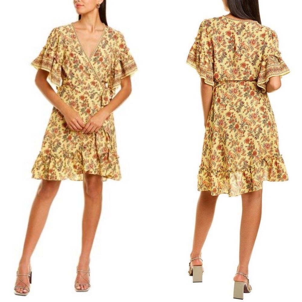 Nwt max Studio‎ wrap dress yellow floral